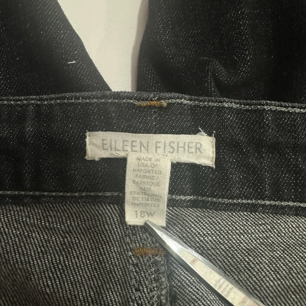 Eileen Fisher Woman Organic Cotton Stretch Denim Pants Jeans Black Women's 18W